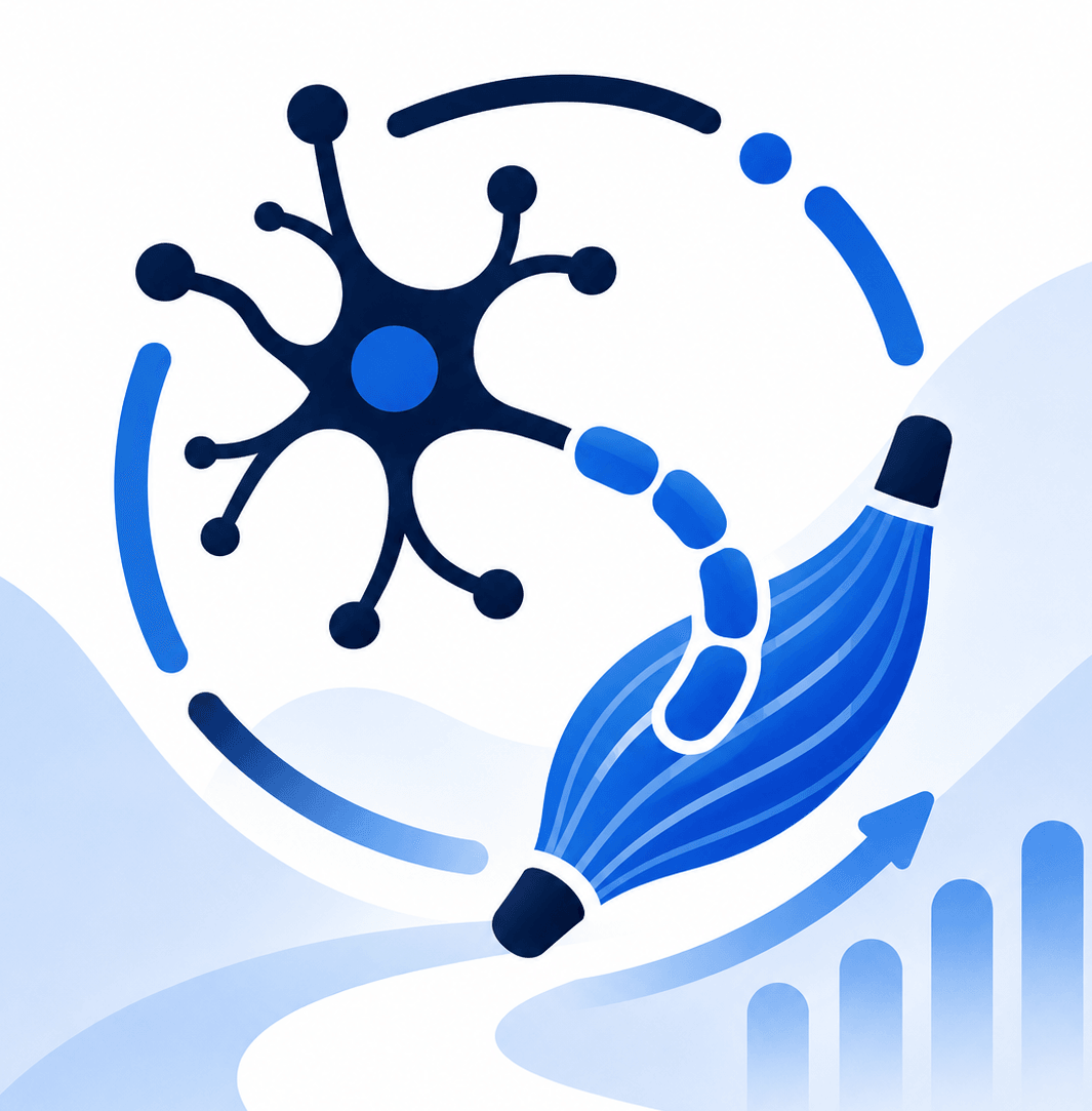 Illustration of a nerve cell with movement and fitness symbols.