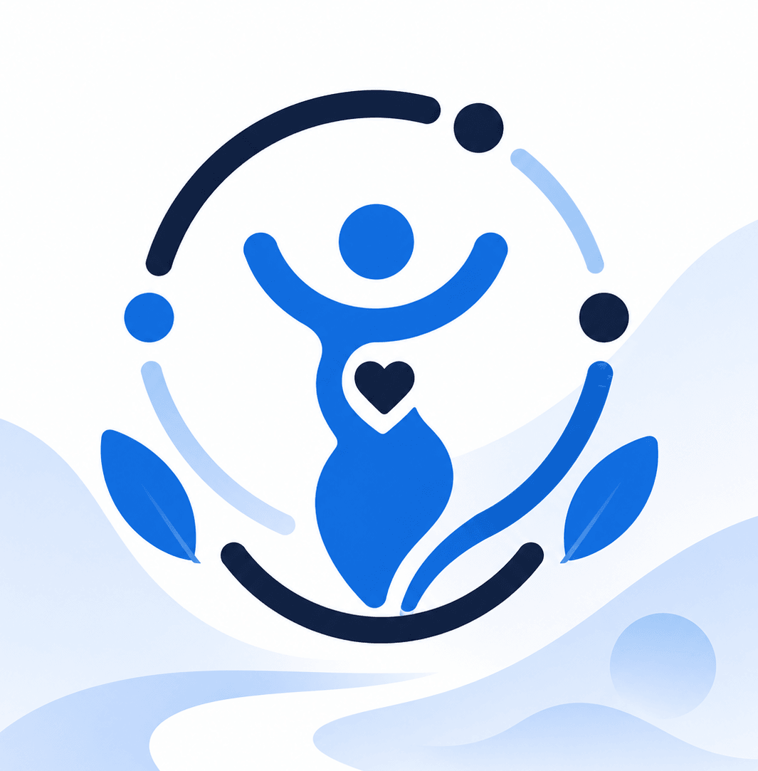 Illustration of a woman with health and wellbeing symbols.